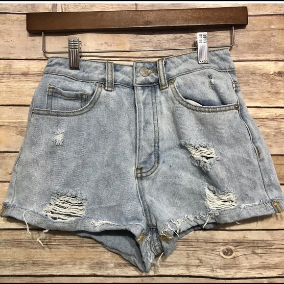 Brandy Melville Pants - Melville High Waisted Distressed Denim  Shorts